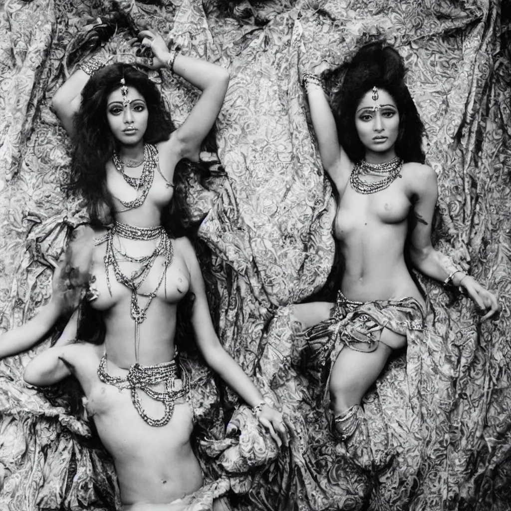 Image similar to hindu goddess posing for playboy photoshoot, 3 5 mm photos from 7 0 s