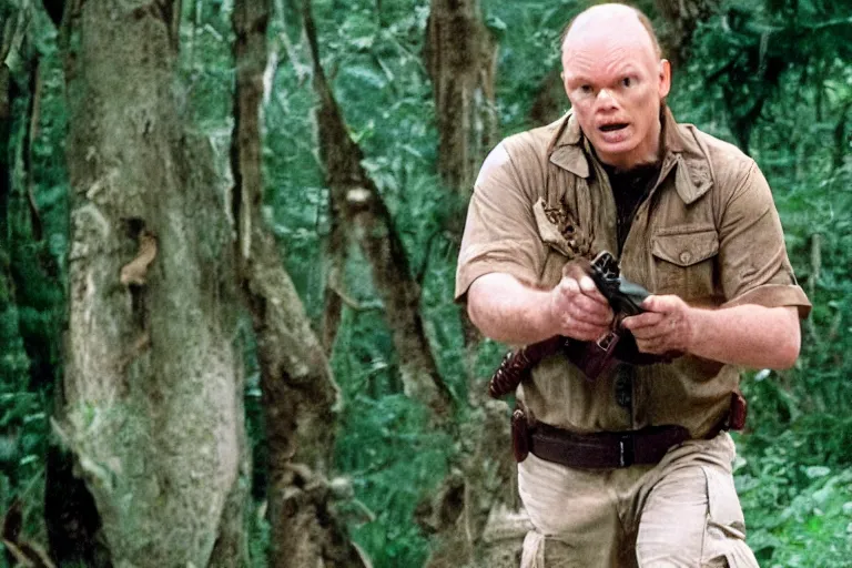 Prompt: a film still of Bill burr in jumanji, high quality