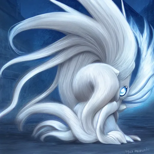 Image similar to Alolan Ninetails realistic digital art, trending on artstation