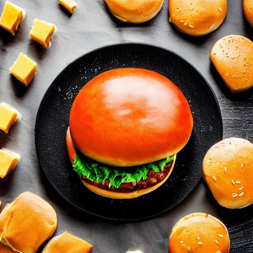 Prompt: hamburger made out of human flesh with cheese running down bun, hyper realistic, award winning food photography