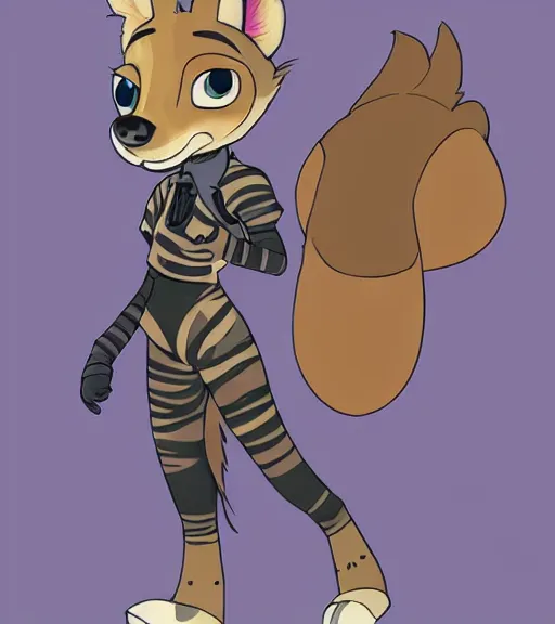 Prompt: digital detailed full body of anthromorphic female hyena, in style of zootopia, zootopia, zootopia, fursona, furry, furaffinity, 4 k, deviantart, wearing astronaut outfit, in style of zootopia, floating in space, space background, in deep space, dark background, hyena fursona, cyberpunk, female, stylized face,
