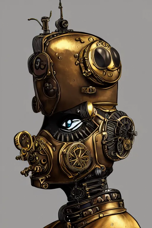 Image similar to steampunk helmet fantasy art mask robot ninja stylized digital illustration sharp focus, elegant intricate digital painting artstation concept art global illumination ray tracing advanced technology chaykin howard and campionpascale and cooke darwyn and davis jack