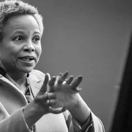 Image similar to chicago mayor lori lightfoot spotted on woodland trail cam late night night vision black-and-white