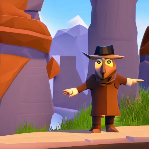 Image similar to screenshot of a humanoid inspector badger with a brown trenchcoat as an npc in spyro the dragon video game, with low poly playstation 1 graphics, upscaled to high resolution