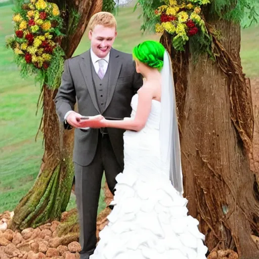 Image similar to Shrek scrolling on Pinterest for wedding ceremony ideas