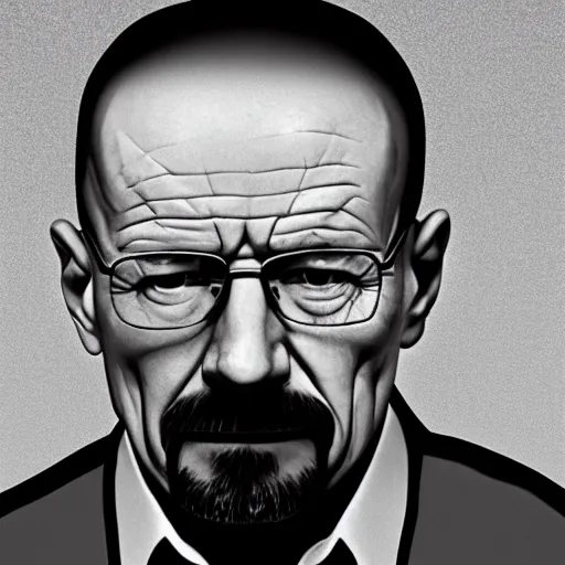 Prompt: photo of walter white, white background, overexposed