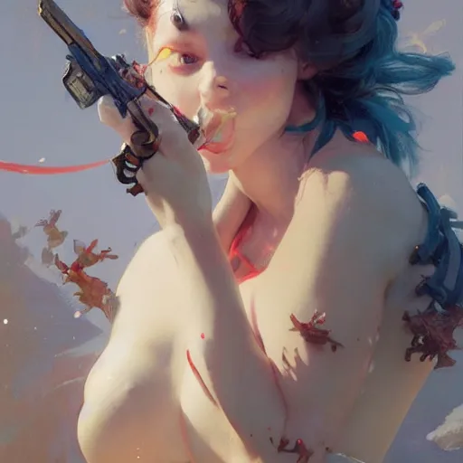 Prompt: 💃🐸❄, trending on artstation, greg rutkowski, gaston brussiere, gil elvgren, ruan jia, huang guangjian, high quality, beautiful