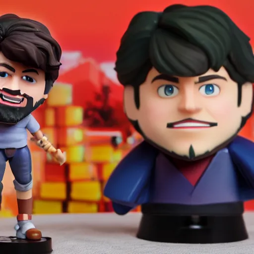 Image similar to youtuber Jontron action figure, 4k photo