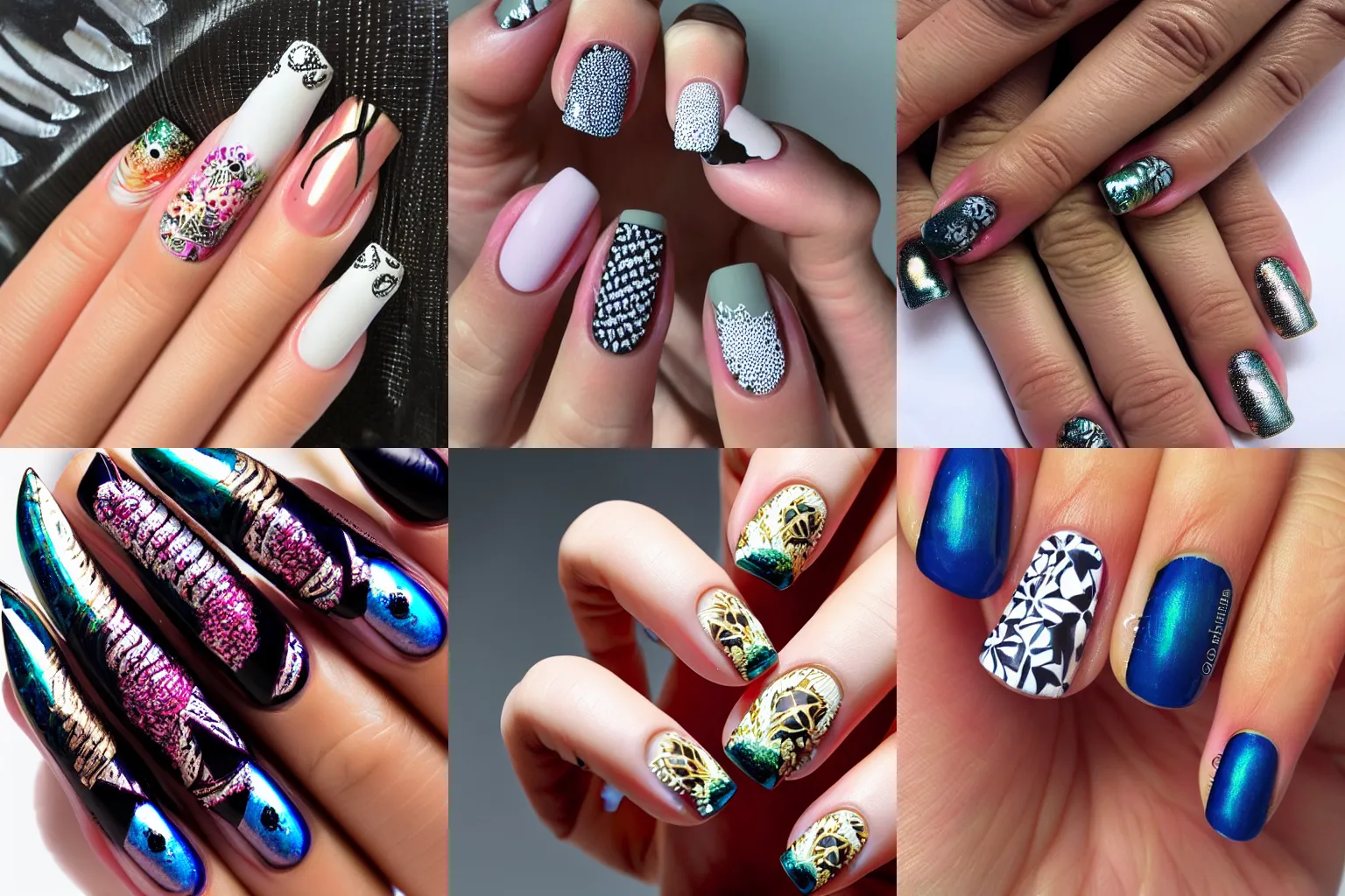 Prompt: award winning nail art, exotic, sculptural, high-detail, 8k, in the style of banksy