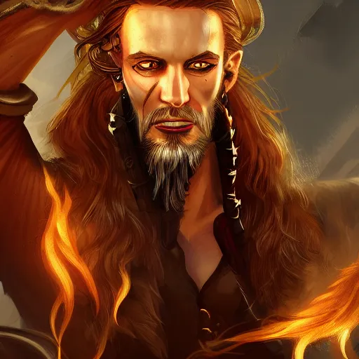 Prompt: concept art of a pirate captain with golden eyes and fire hair, trending on artstation