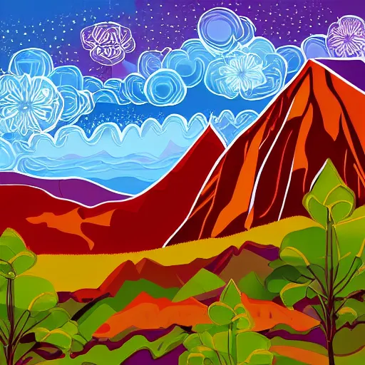 Prompt: beautiful illustration of beautiful mountain scenery