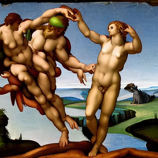 Image similar to the creation of Eve by Michelangelo