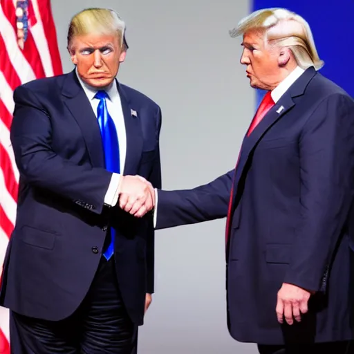 Prompt: donald trump and garry kasparov shaking hands