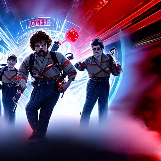 Image similar to stunning awe inspiring peter dinklage as a ghostbuster in the movie ghostbusters, movie still 8 k hdr atmospheric lighting