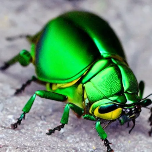 Image similar to shiny green rose chafer in gogos, basil style