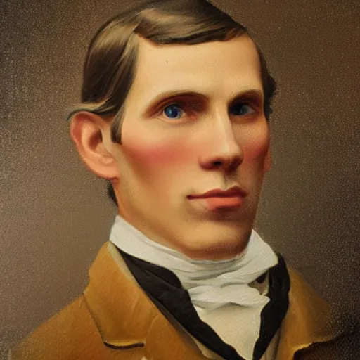 Image similar to An early 1800s oil painting of Jerma985 in the early 1800s, grainy, realistic, very realistic, hyperrealistic, highly detailed, very detailed, extremely detailed, very neat, very epic, very cool, detailed, trending on artstation