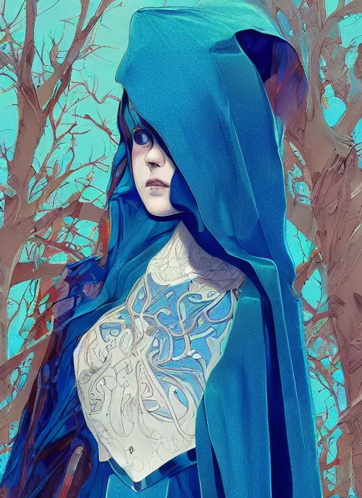 Prompt: blue eyes girl with transparent cape :: by Martine Johanna and Simon Stålenhag and Chie Yoshii and wlop and Guillermo del toro :: ornate, dynamic, particulate, rich colors, elegant, centered, artstation, smooth, sharp focus, octane render, 3d