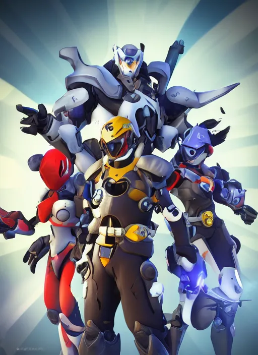 Image similar to Overwatch Character Concept Art, 2D, Single Character, Single Subject, Kamen Rider, Destiny 2, Power Rangers, Viutiful Joe, Scarf, Cape