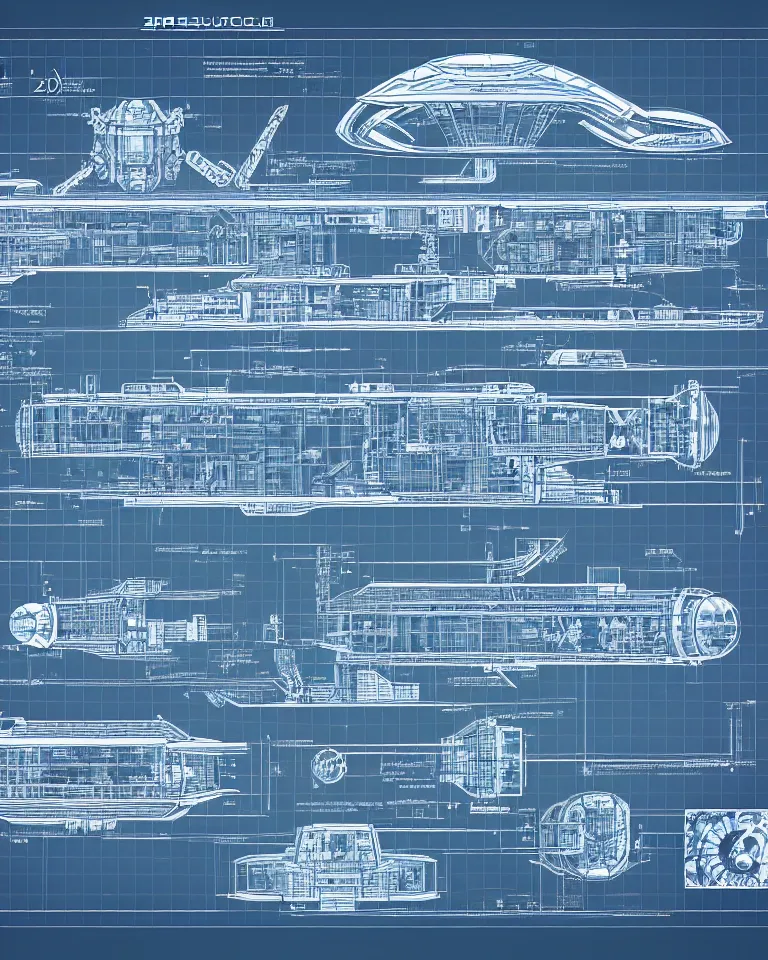 Image similar to futuristic space station, detailed blueprint and schematic with text and illustrated zoomed - in snippets, glorious intricate detailed superb, pristine clean design, center frame, desaturated, concept art, with highly detailed blueprints and text, marker concept art style rendering