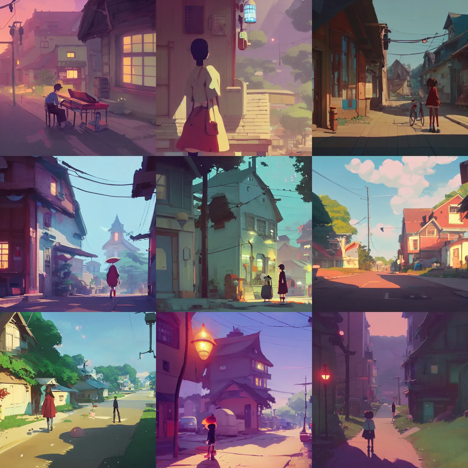 Prompt: quaint rural town, cory loftis, james gilleard, atey ghailan, makoto shinkai, goro fujita, studio ghibli, rim light, exquisite lighting, clear focus, soft painting