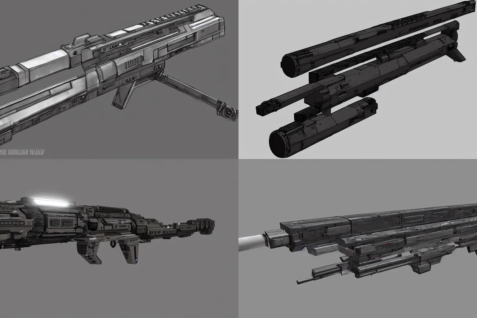 Prompt: a futuristic railgun rifle, concept art