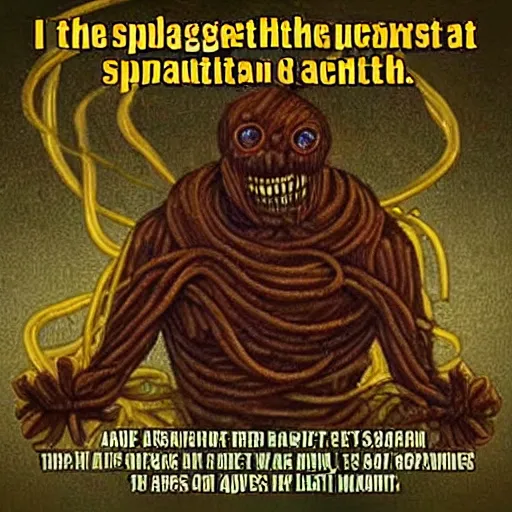 Image similar to the sphagetti monster, atheism god, scary