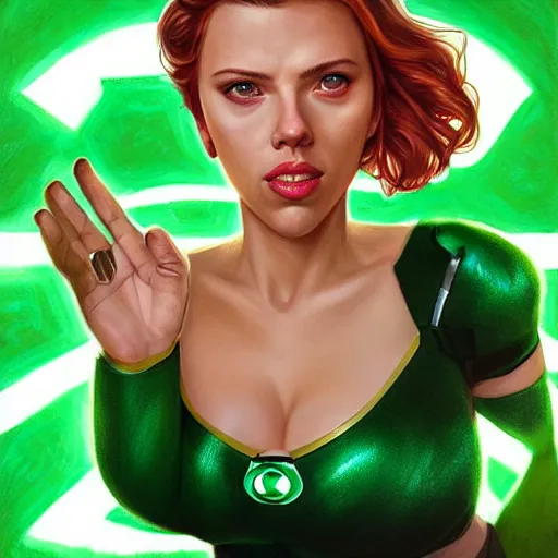 Image similar to scarlett johansson as green lantern by mandy jurgens