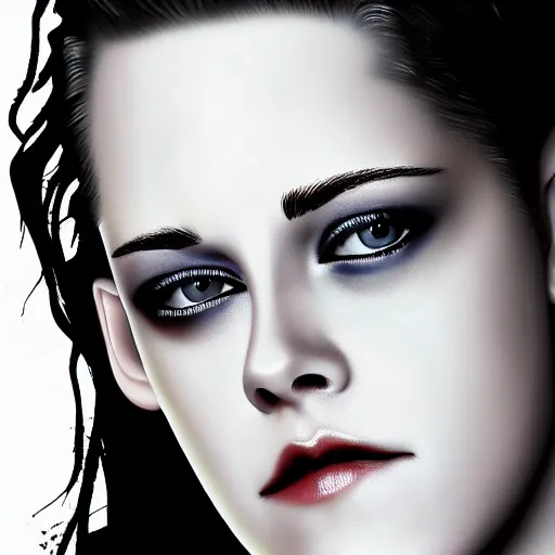 Prompt: portrait of Kristen Stewart, digital art by Michael C Hayes 4k, 8k, HD