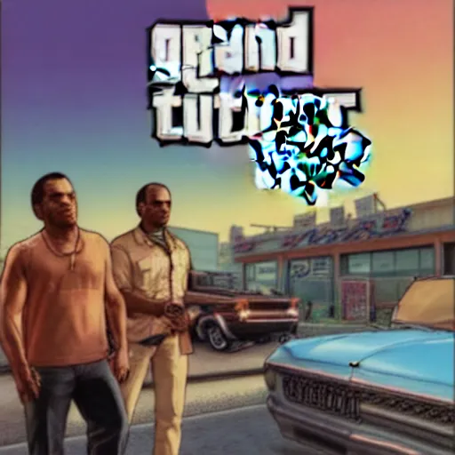 Image similar to gta 5 cover art of a bent aux cord