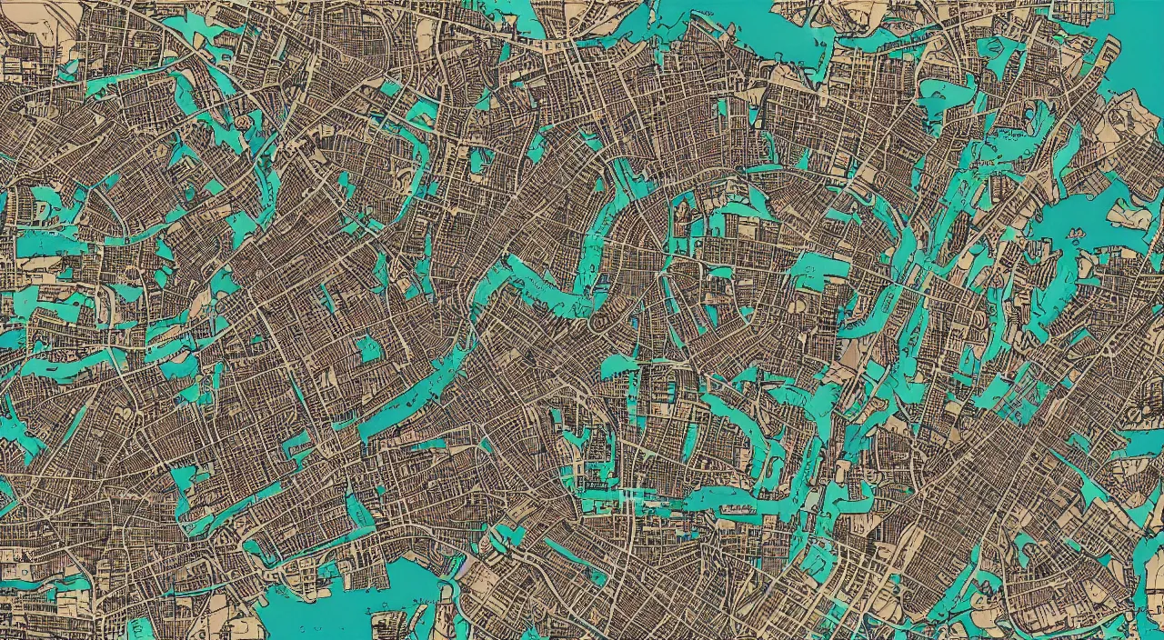 Prompt: highly detailed map of Manhattan, fantasy style, featured on artstation