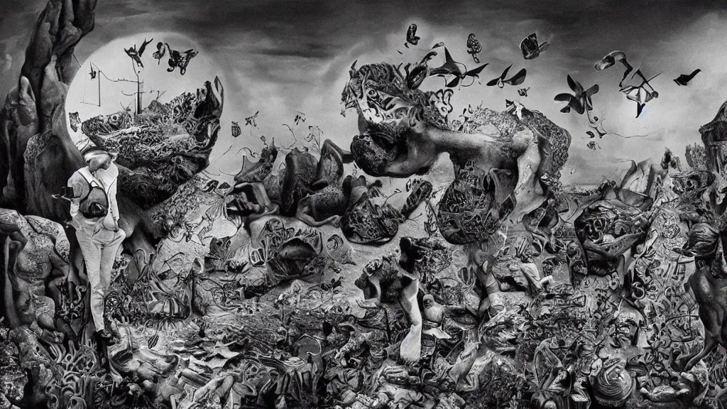 Image similar to the newest masterpiece of salvador dali and dan hillier, it is called ; time doesn't exist