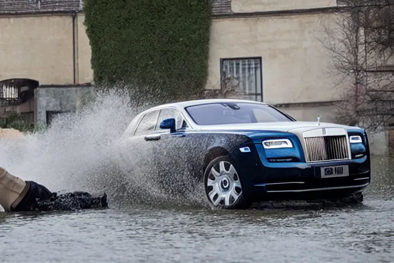 Image similar to stoned teenagers decided to drown Rolls-Royce