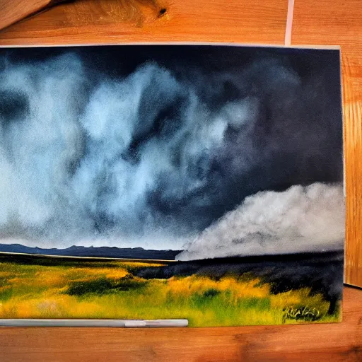 Prompt: paint of storm in the middle of nowhere