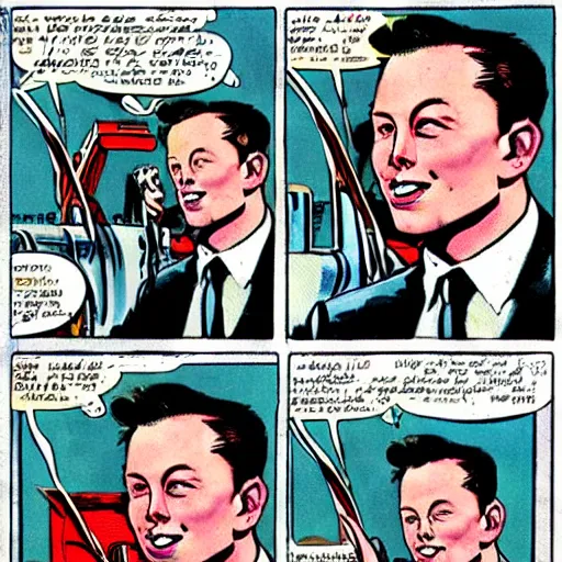 Image similar to vintage comic if elon musk