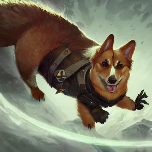 Image similar to a corgi warlock illustration by greg rutkowski