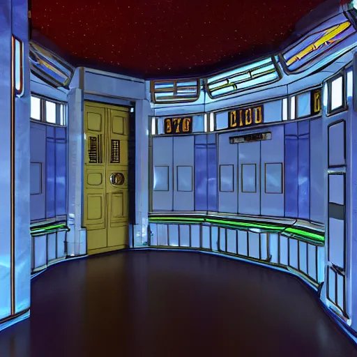 prompthunt: Tardis console room, Art Deco style, by stanley