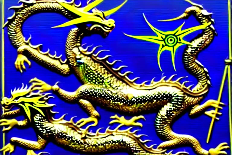 Image similar to metallic dragon god, worship him. ra prostrated, glistening aura. futuristic chinese