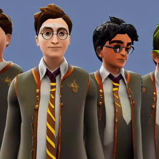 Image similar to Harry Potter as a Fortnite skin, realistic, high quality, 3D rendering,