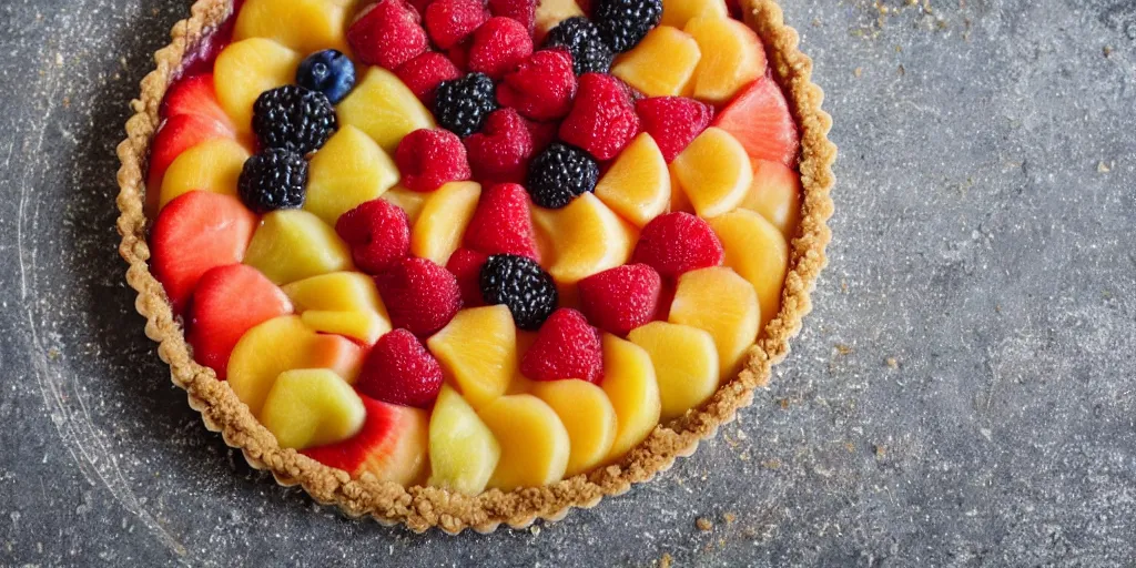 Image similar to delicious fruit tart full of needles sticking out