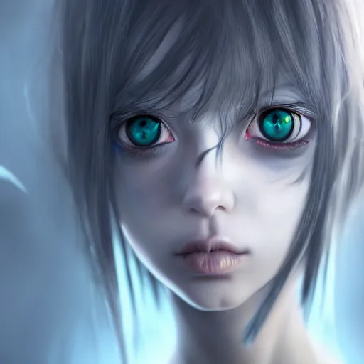 Prompt: photorealistic full shot portrait of angry darkness anime girl, beautifull eyes, electric aura, inspired by tim burton, detailed, unreal engine 4 k, volumetric light, fog