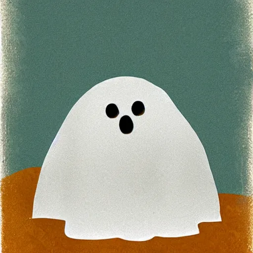 Prompt: cute and simple ghost illustration, friendly
