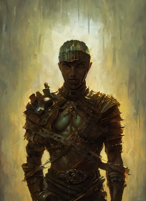 Prompt: Oil painting of a male human warrior, portrait, D&D, Magic The Gathering, by Craig Mullins, Nekro, Victo Ngai, centered, symmetrical, 8k, sharp focus