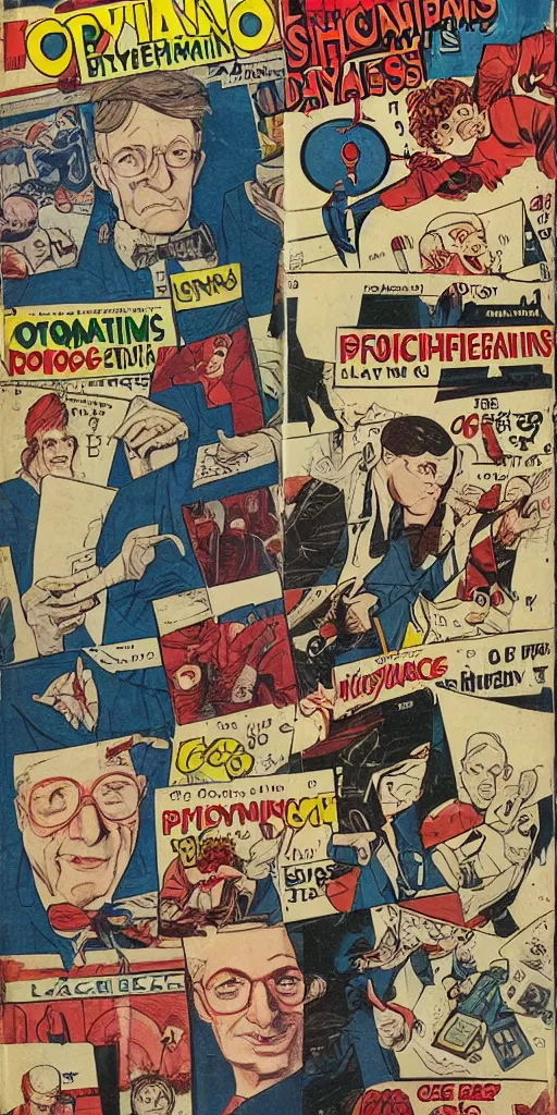 Prompt: comic book cover of mathematicians and physicists