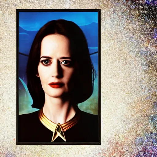 Image similar to a full body portrait of 3 0 year old eva green as a star fleet officer from star trek next generation, ultra rendered, extreme realism and detail, 8 k, highly detailed, realistic, completely framed, hyper realistic, colorful, direct lighting, 3 5 mm photo, photorealistic, sharp focus