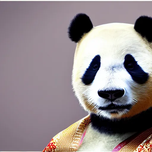 Image similar to an animal Panda wearing traditional indian saree, sony a7, photo realistic, 8k