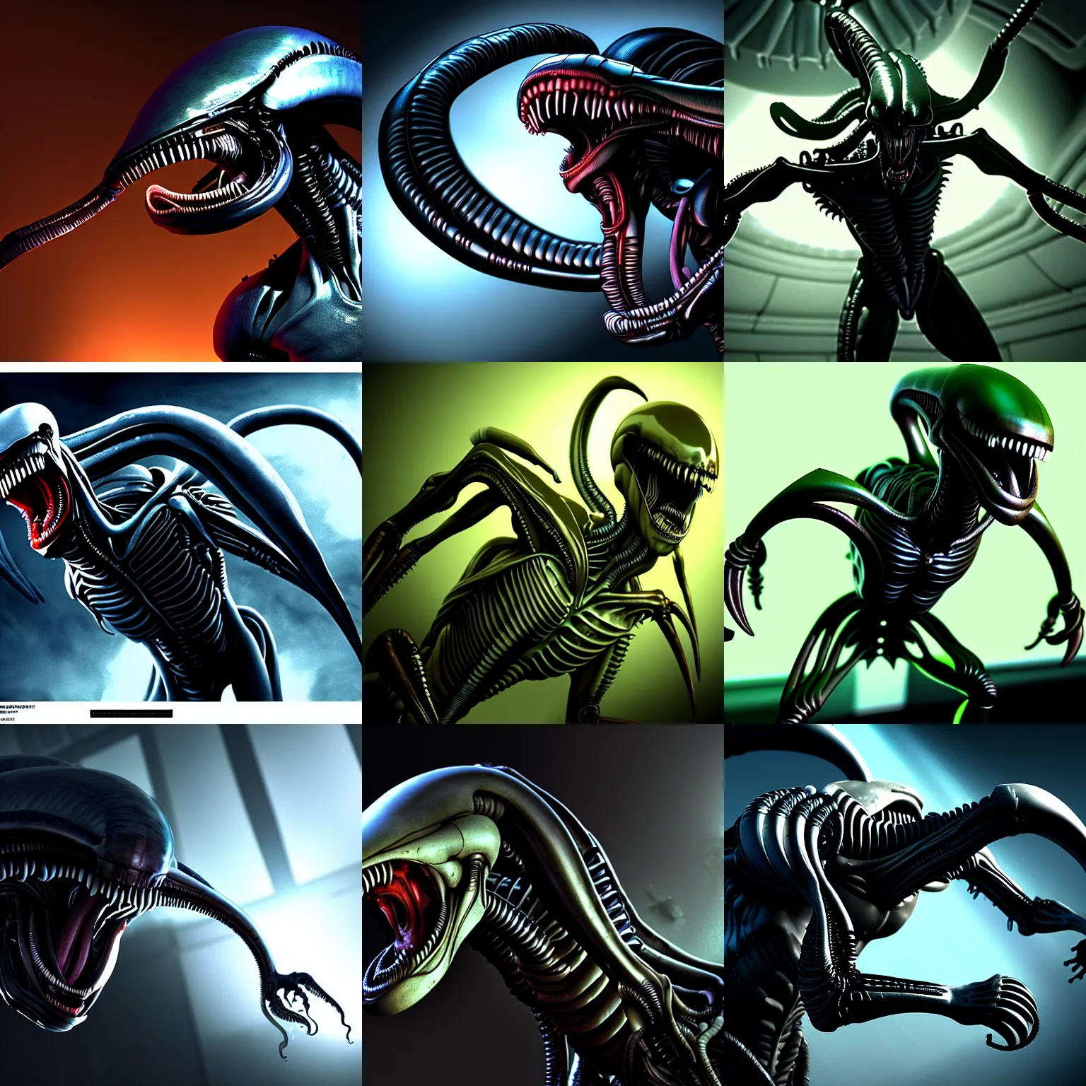 Prompt: xenomorph, alien movie scene, photorealistic, dramatic lighting