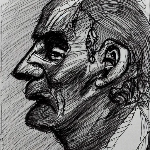 Image similar to a realistic yet scraggly portrait sketch of the side profile of a stern and sophisticated mac tonight, trending on artstation, intricate details, in the style of frank auerbach, in the style of sergio aragones, in the style of martin ansin, in the style of david aja, in the style of mattias adolfsson