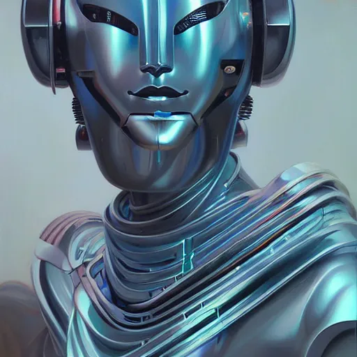 Image similar to scifi futurism automaton minimalism chrome by peter mohrbacher art Hajime Sorayama airbrush hyperrealism