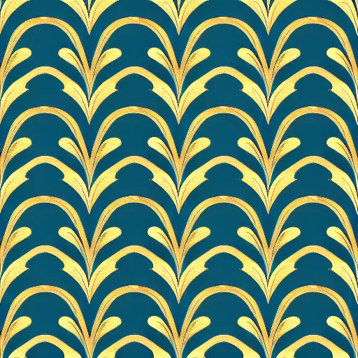 Image similar to symmetry, repeating pattern. seamless gold teal leaf. wall paper. art deco