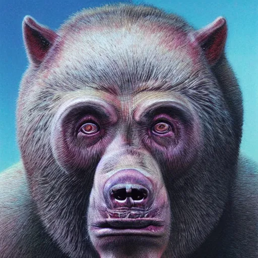 Prompt: Manbearpig is half man half bear half pig I'm super cereal beautiful stunning portrait by wayne barlowe